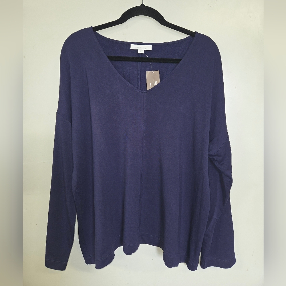 New J. Jill Deep Purple V-Neck Blouse - Picture 1 of 3
